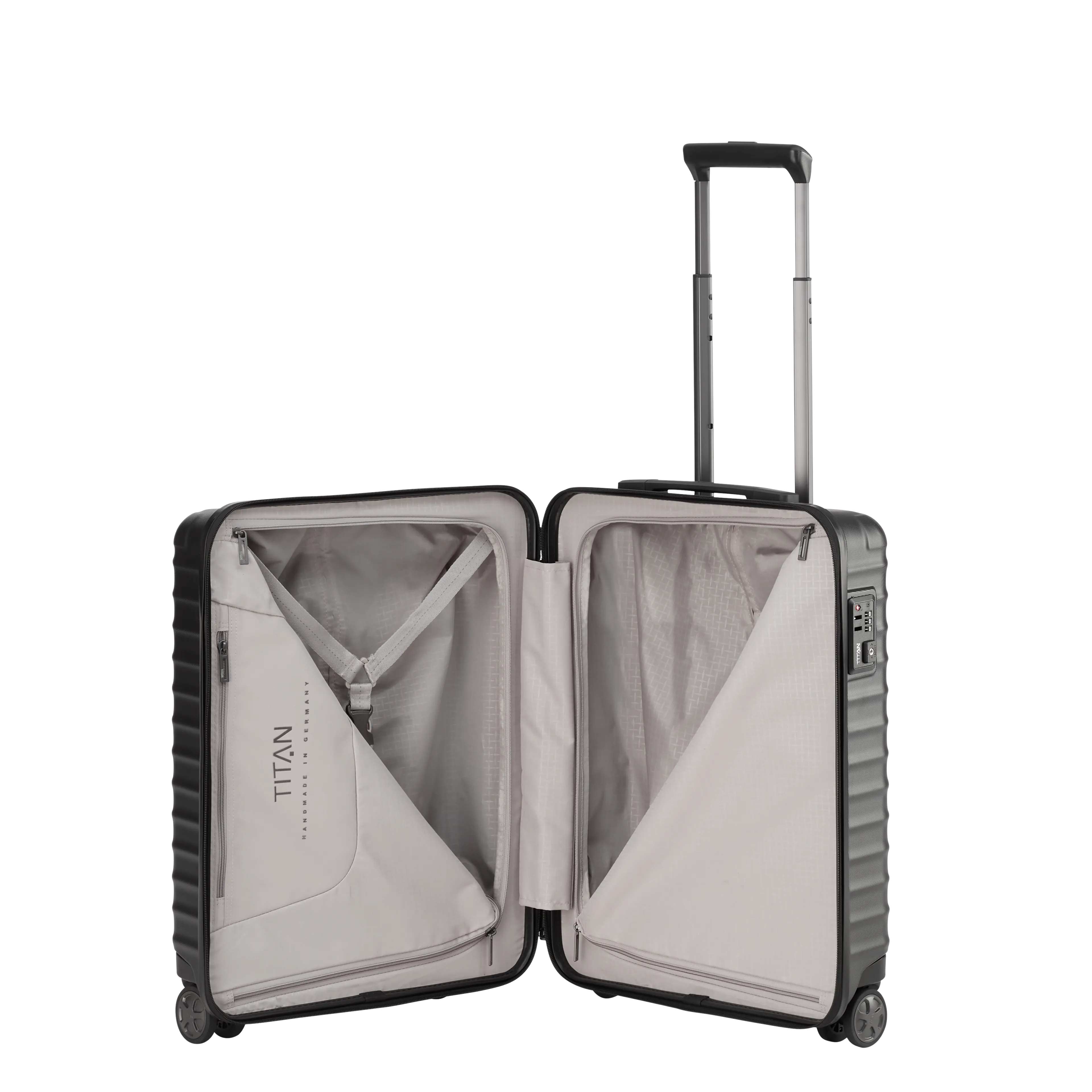 TITAN LITRON Koffer S 55cm schwarz Ein TITAN Koffer der Serie LITRON Innenansicht in schwarz Größe S 55cm