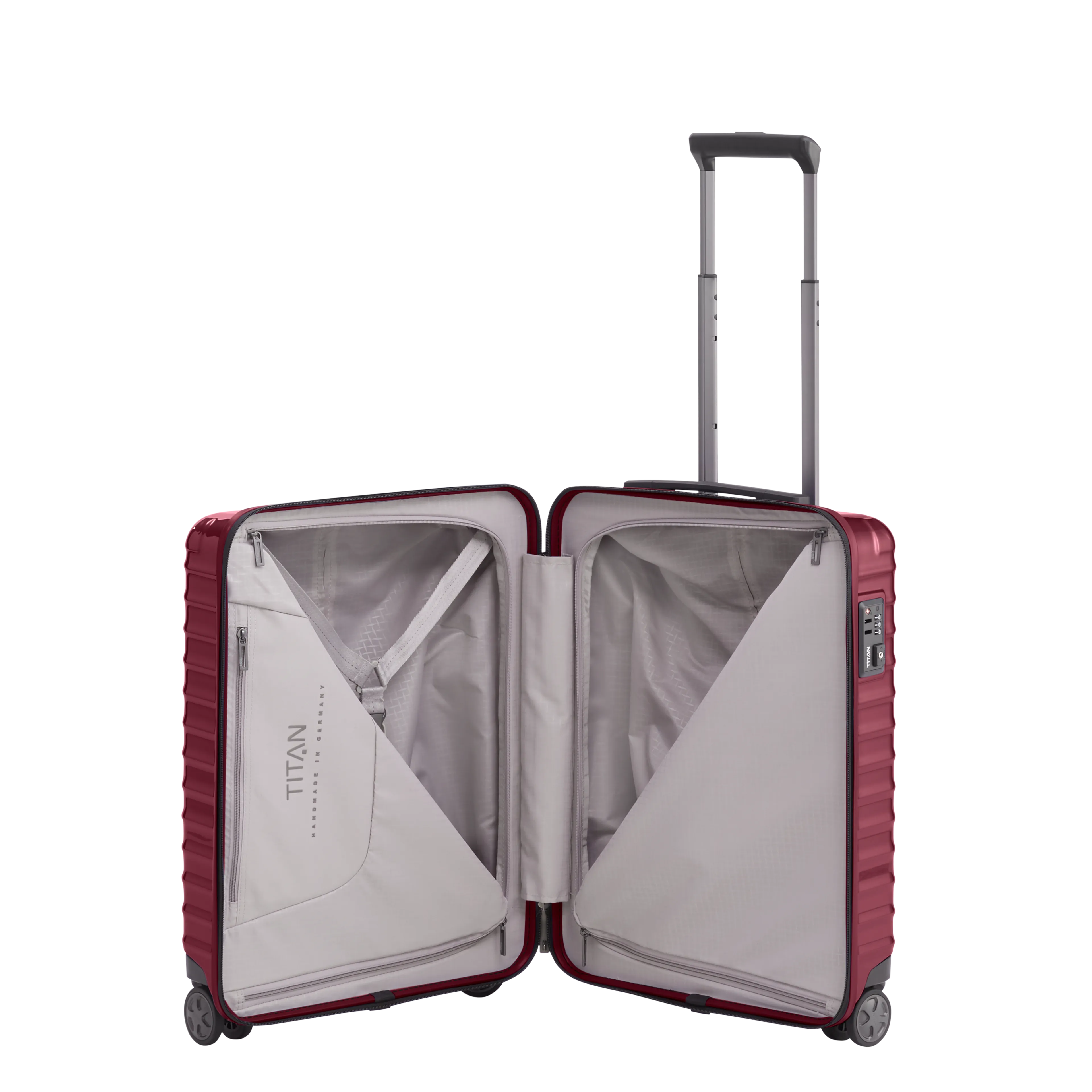 TITAN LITRON Koffer S 55cm kirschrot Ein TITAN Koffer der Serie LITRON Innenansicht in rot Größe S 55cm