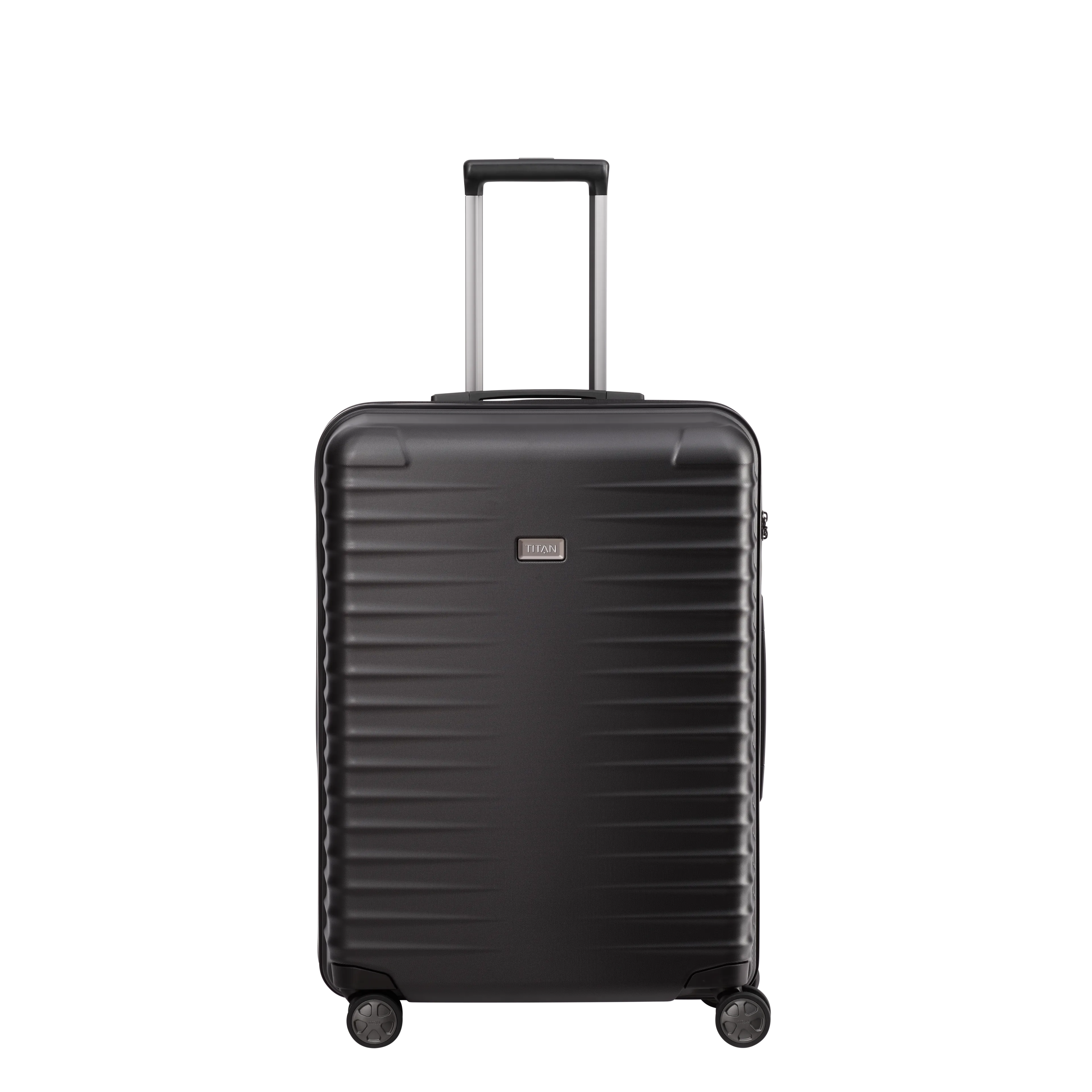 Ein TITAN Koffer der Serie LITRON Frontansicht in schwarz Größe M 69cm