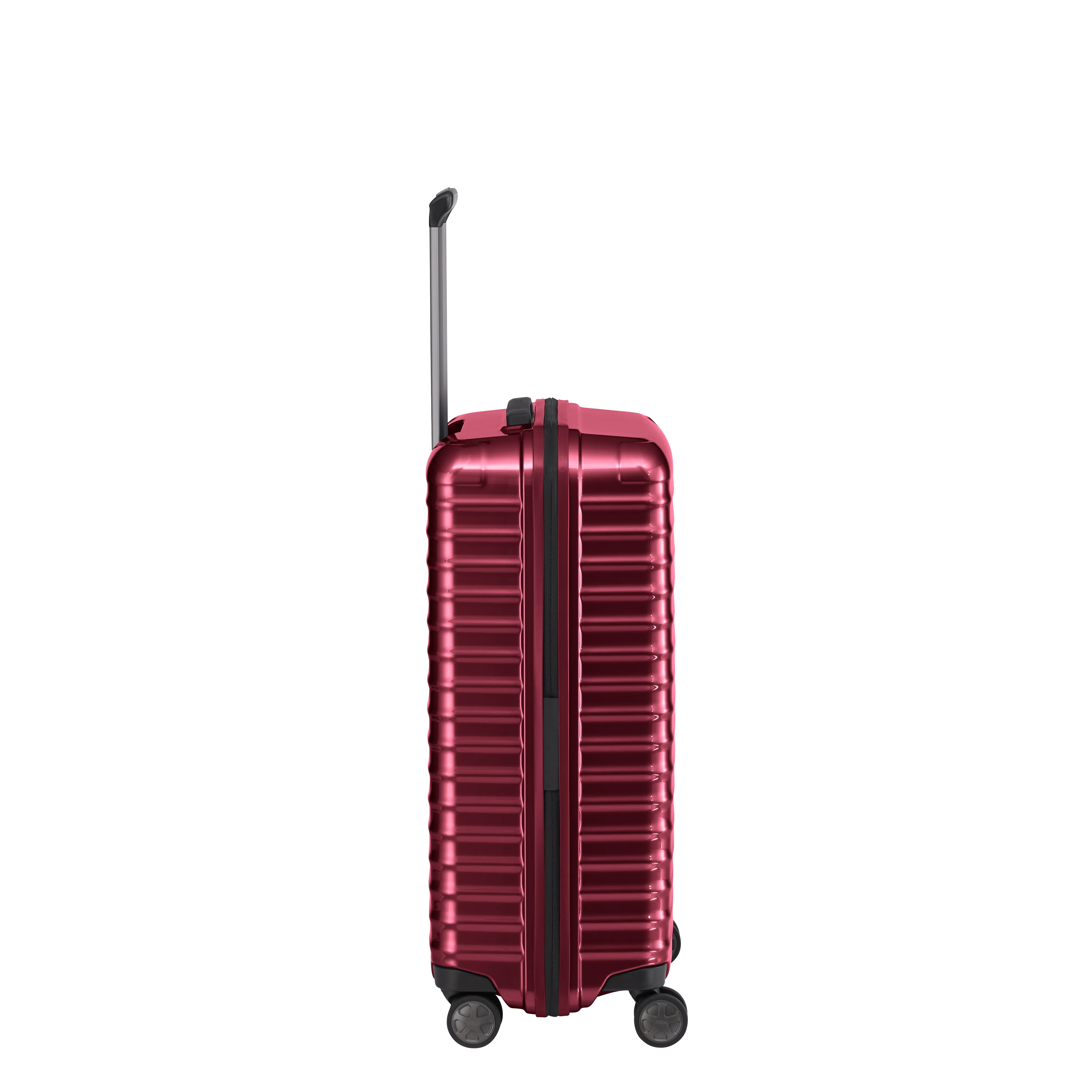 Ein TITAN Koffer der Serie LITRON Seitenansicht in rot Größe M 69cm