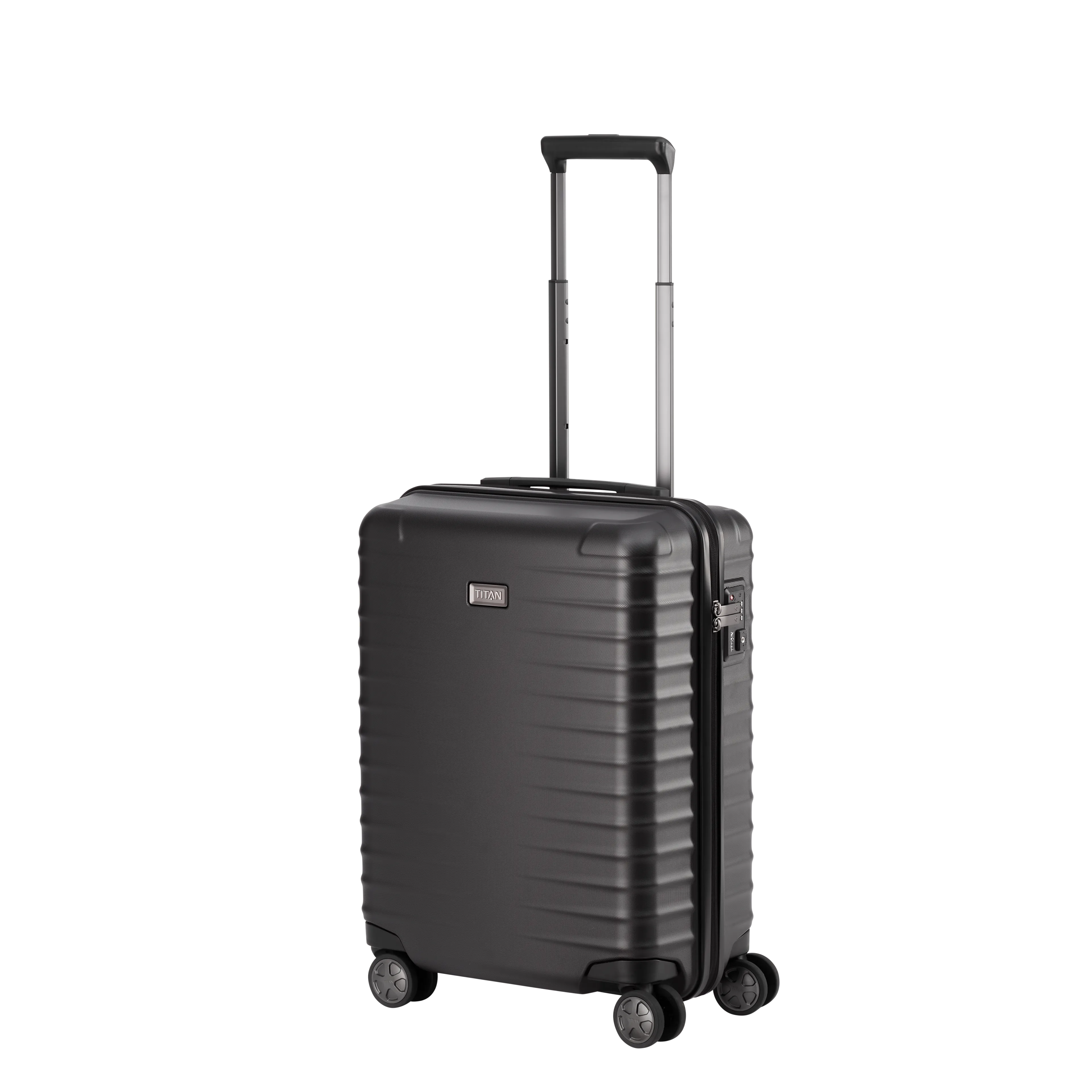 TITAN LITRON Koffer S 55cm schwarz Ein TITAN Koffer der Serie LITRON Schrägansicht in schwarz Größe S 55cm