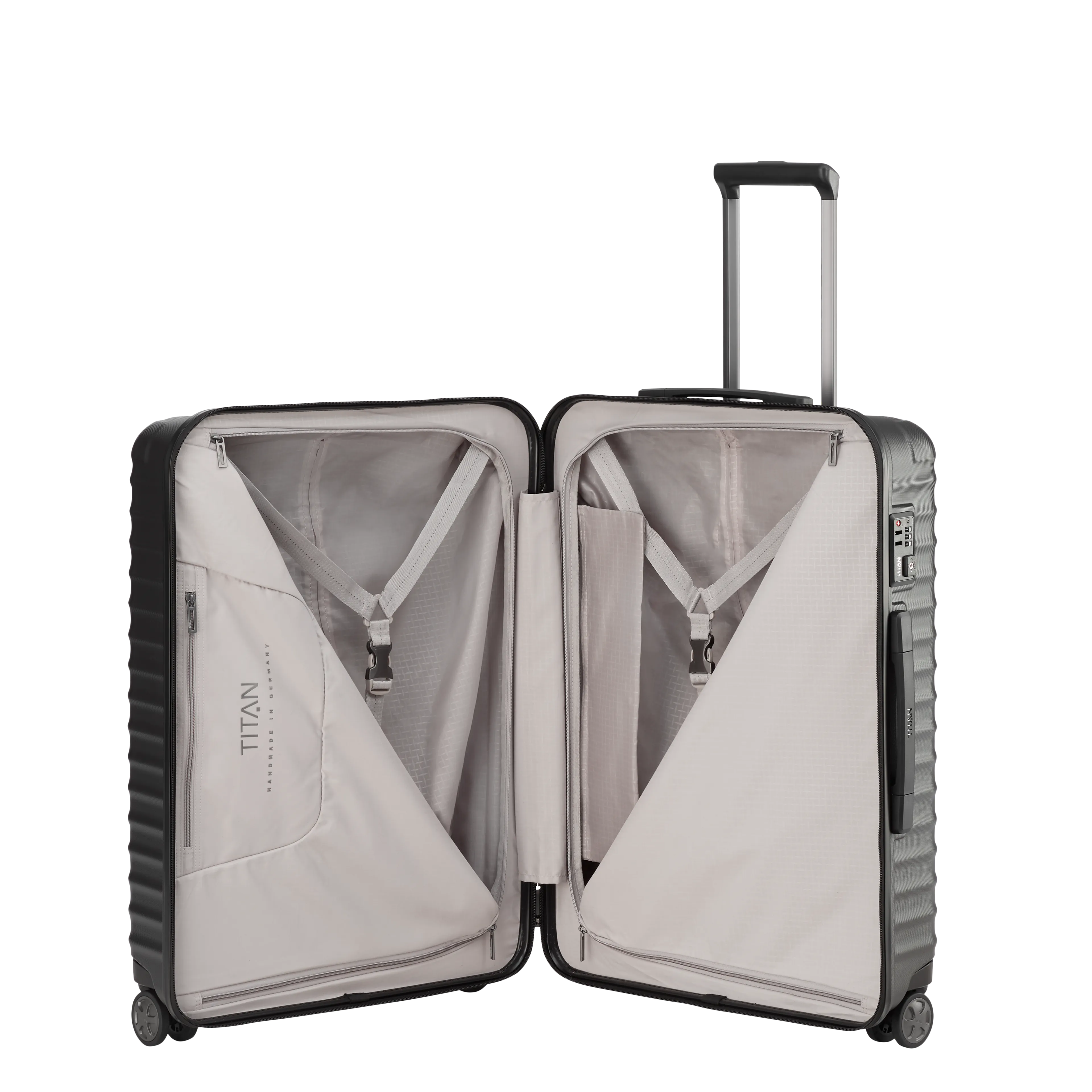 TITAN LITRON Koffer M 69cm schwarz Ein TITAN Koffer der Serie LITRON Innenansicht in schwarz Größe M 69cm