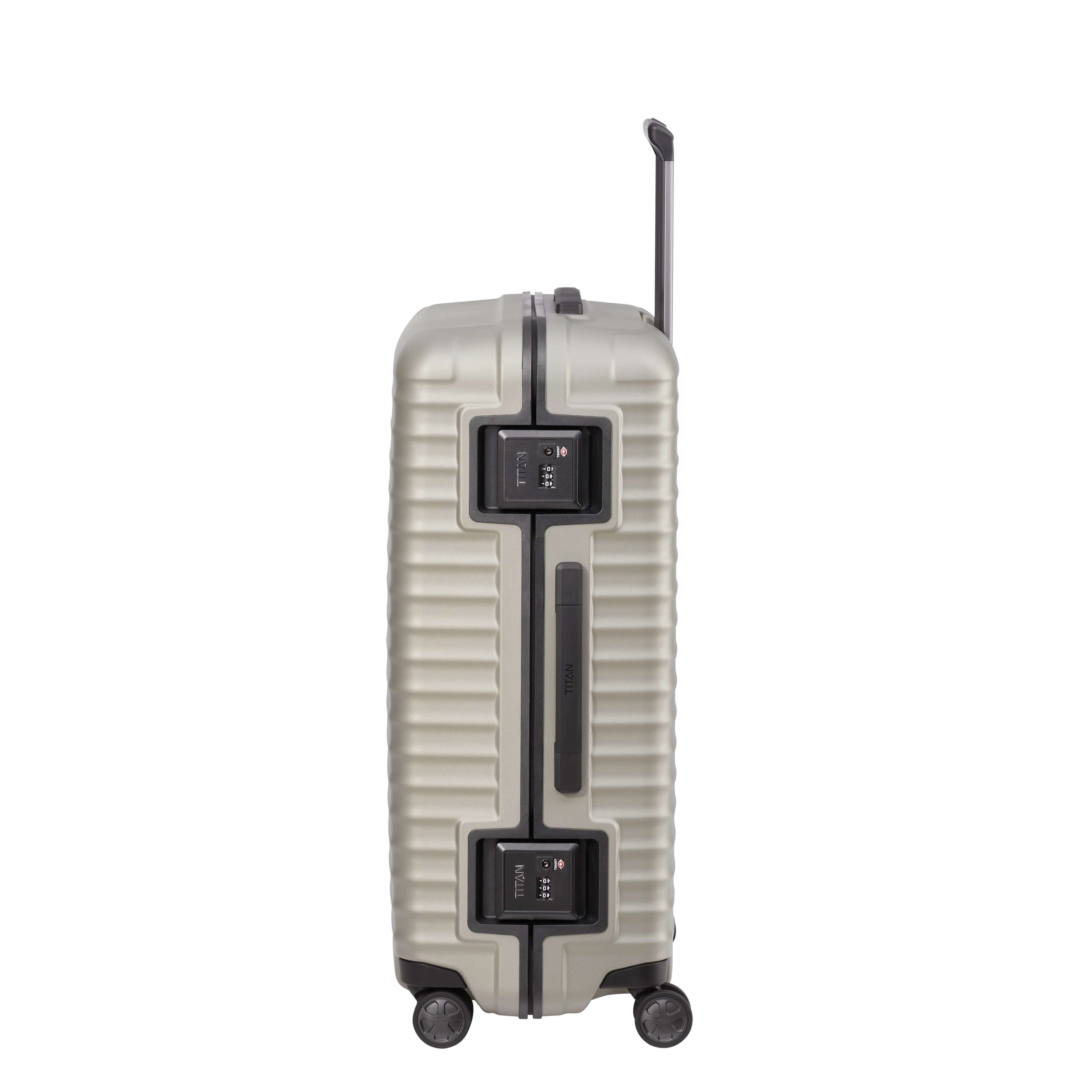 TITAN LITRON Frame Koffer  L 75cm champagner Ein TITAN Koffer der Serie LITRON Frame Seitenansicht in champagner Größe L 75cm