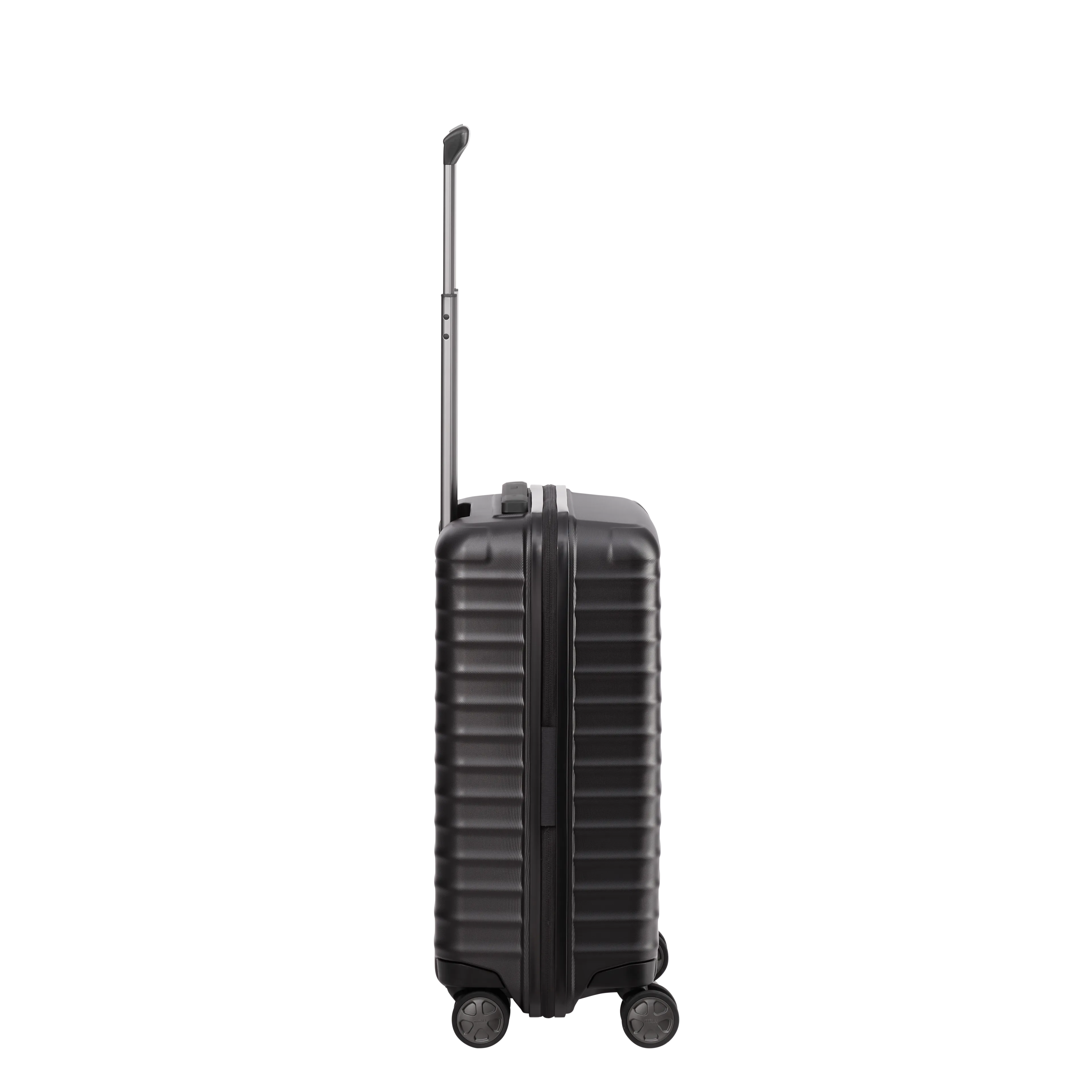 Ein TITAN Koffer der Serie LITRON Seitenansicht in schwarz Größe S 55cm