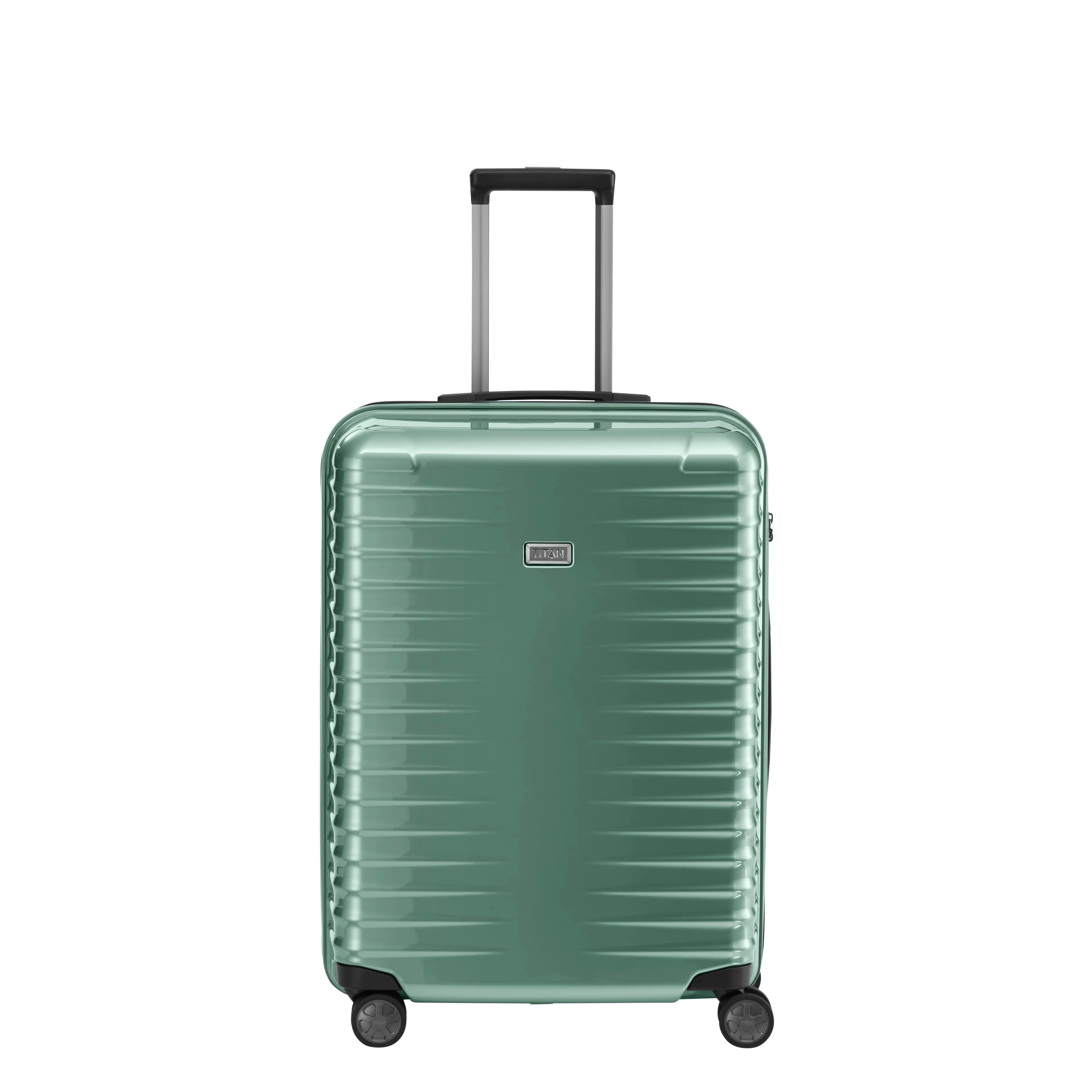 Ein TITAN Koffer der Serie LITRON Frontansicht in traubengrün Größe M 69cm