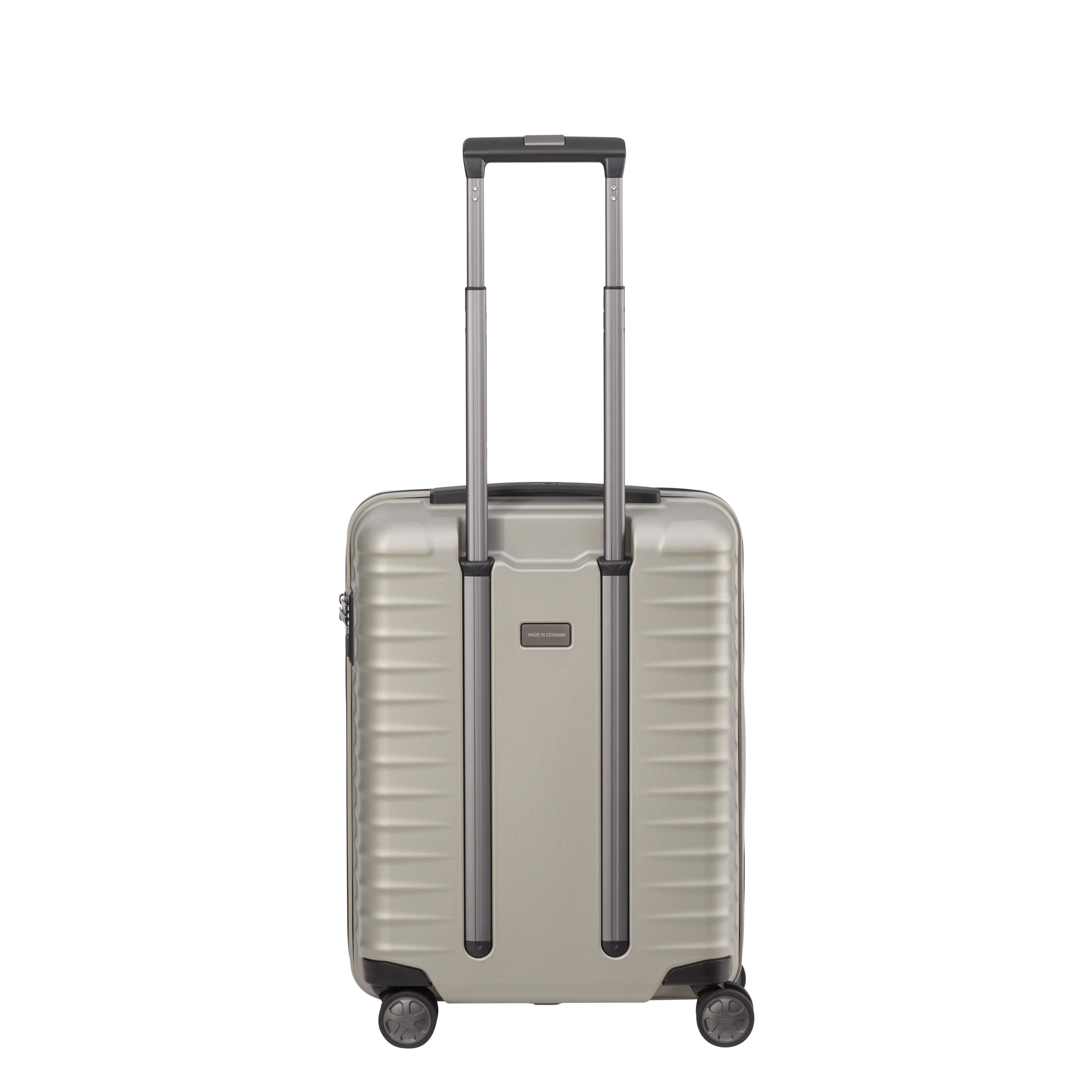 Ein TITAN Koffer der Serie LITRON Hinteransicht in champagner Größe S 55cm