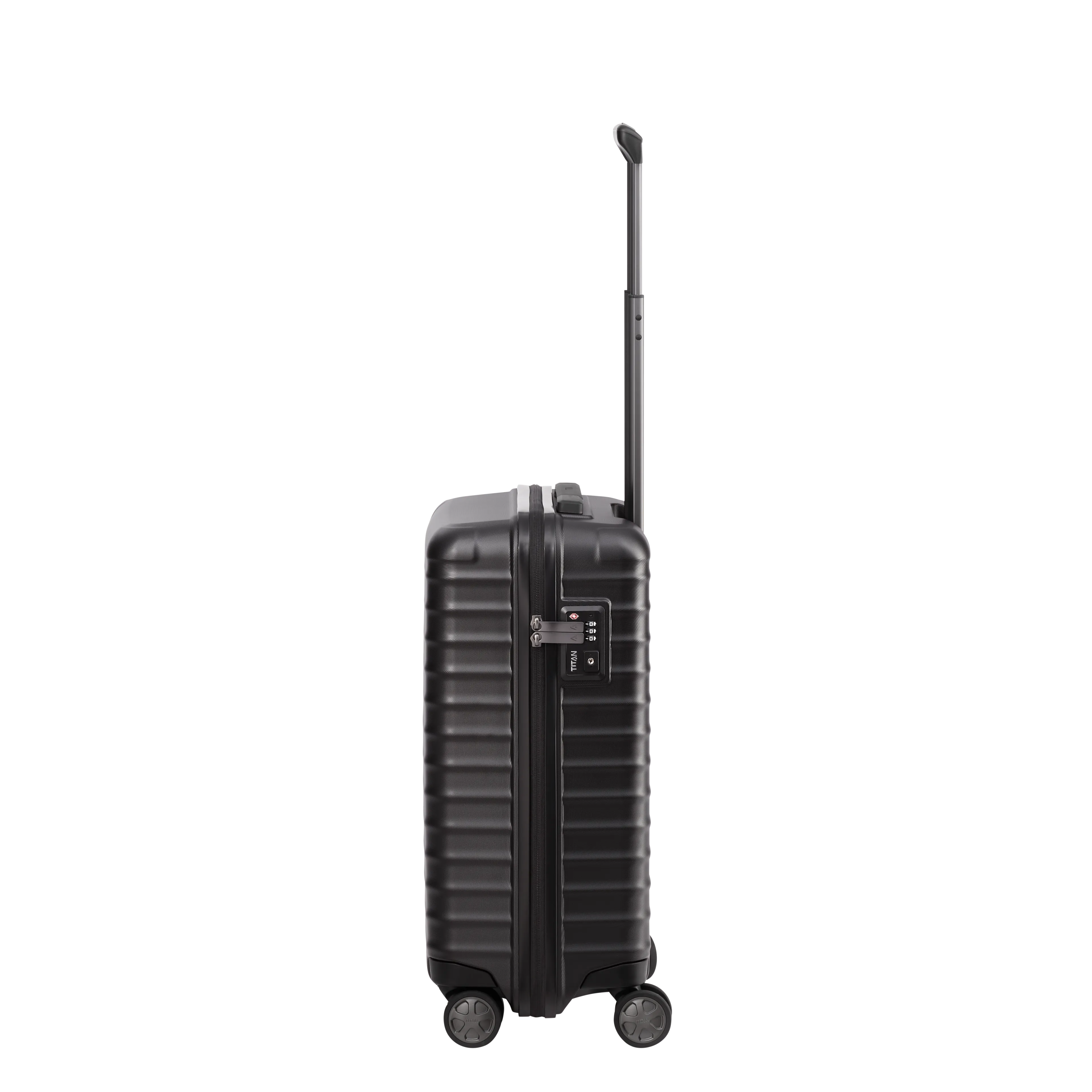 TITAN LITRON Koffer S 55cm schwarz Ein TITAN Koffer der Serie LITRON Seitenansicht in schwarz Größe S 55cm