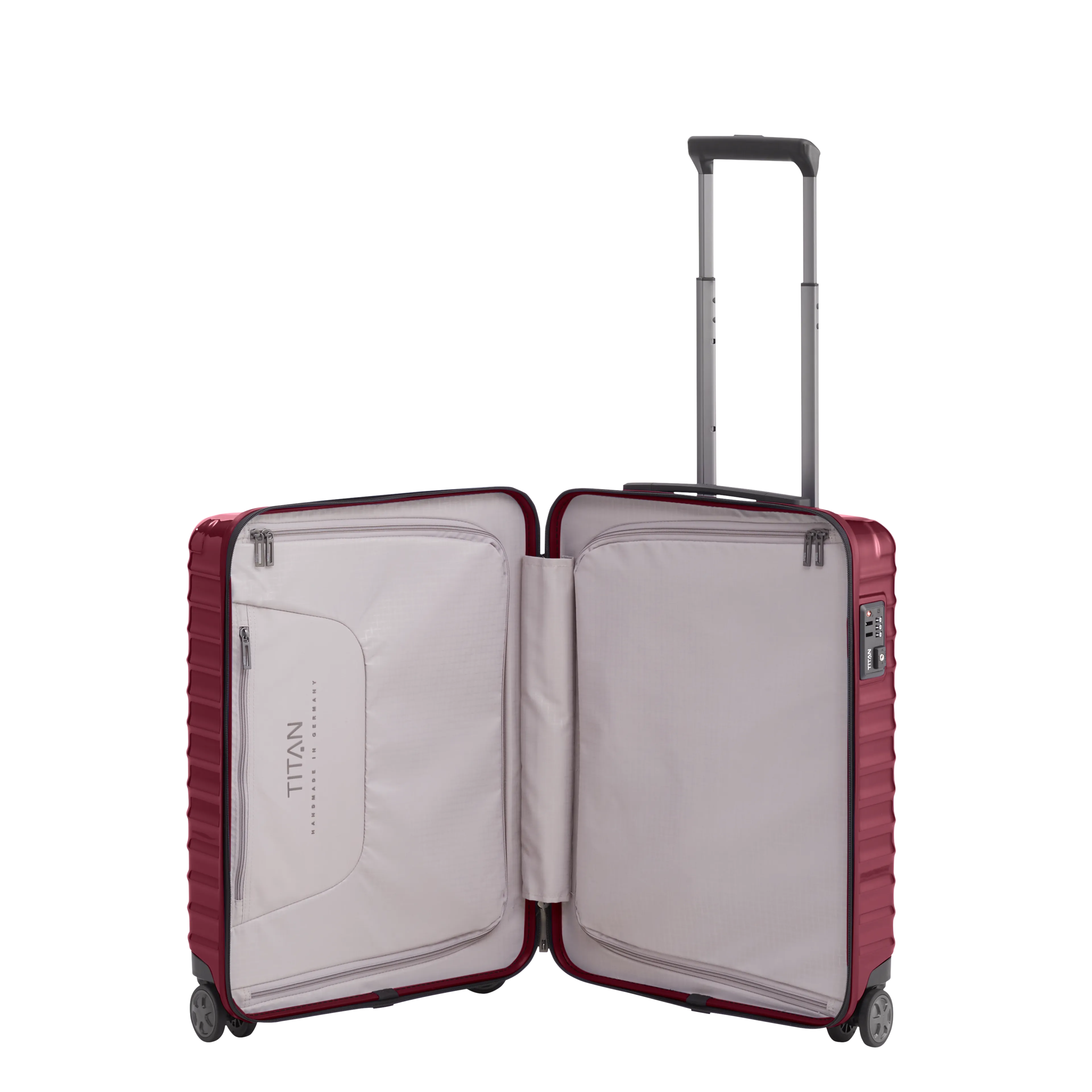 TITAN LITRON Koffer S 55cm kirschrot Ein TITAN Koffer der Serie LITRON Innenansicht in rot Größe S 55cm