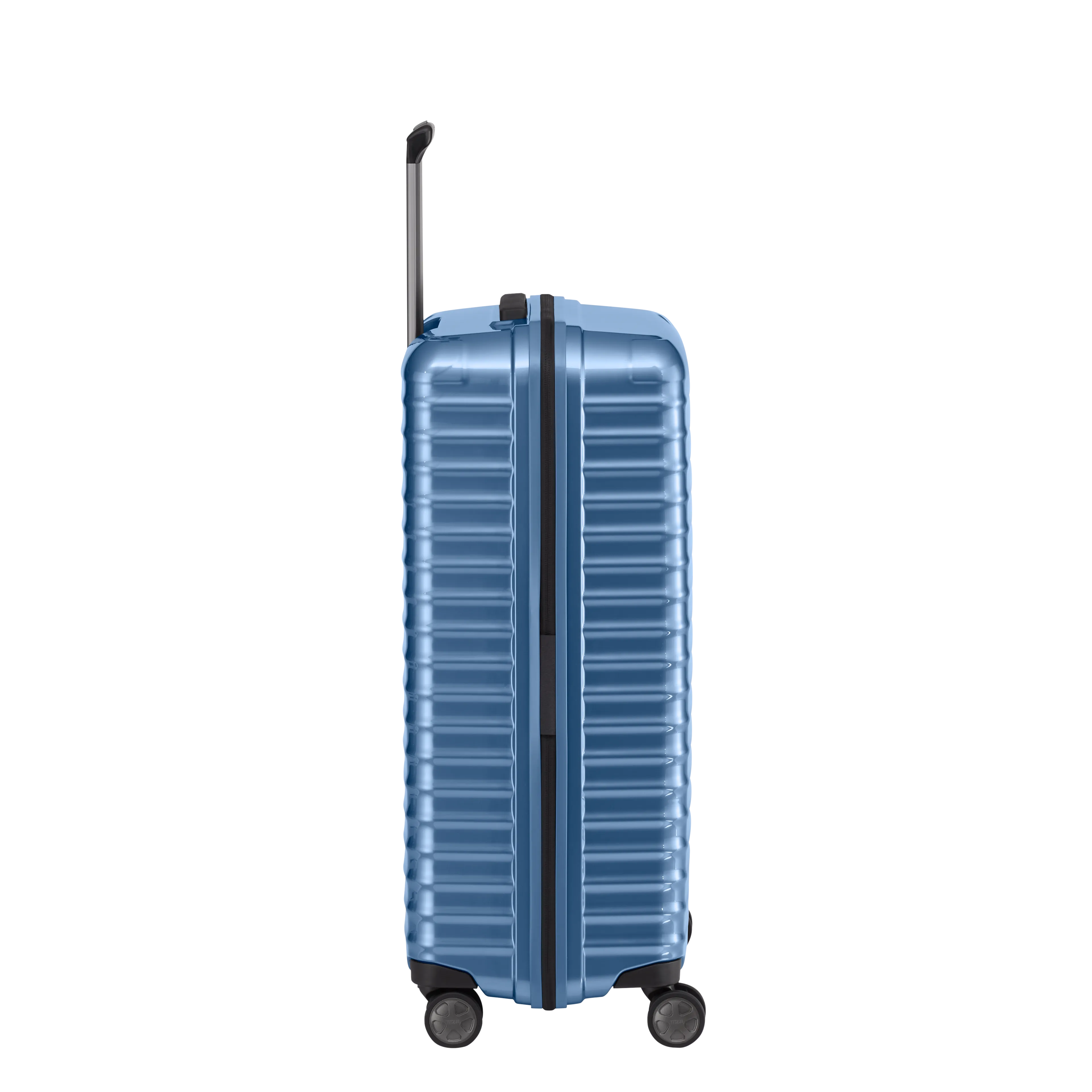 Ein TITAN Koffer der Serie LITRON Seitenansicht in eisblau