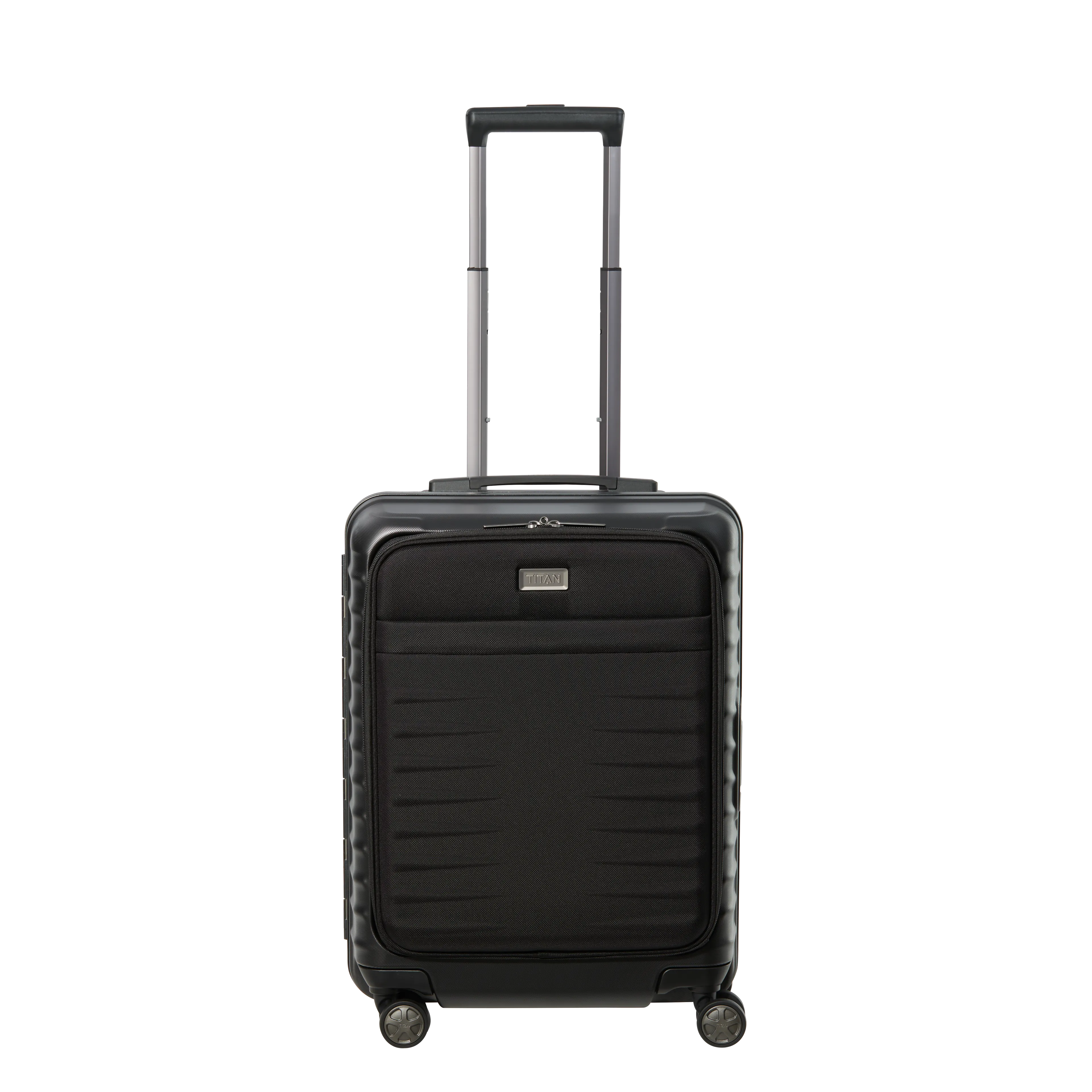 TITAN LITRON Frame mit Vortasche Koffer S 55cm schwarz Ein TITAN Koffer der Serie LITRON Frame mit Vortasche Frontansicht in schwarz Größe S 55cm