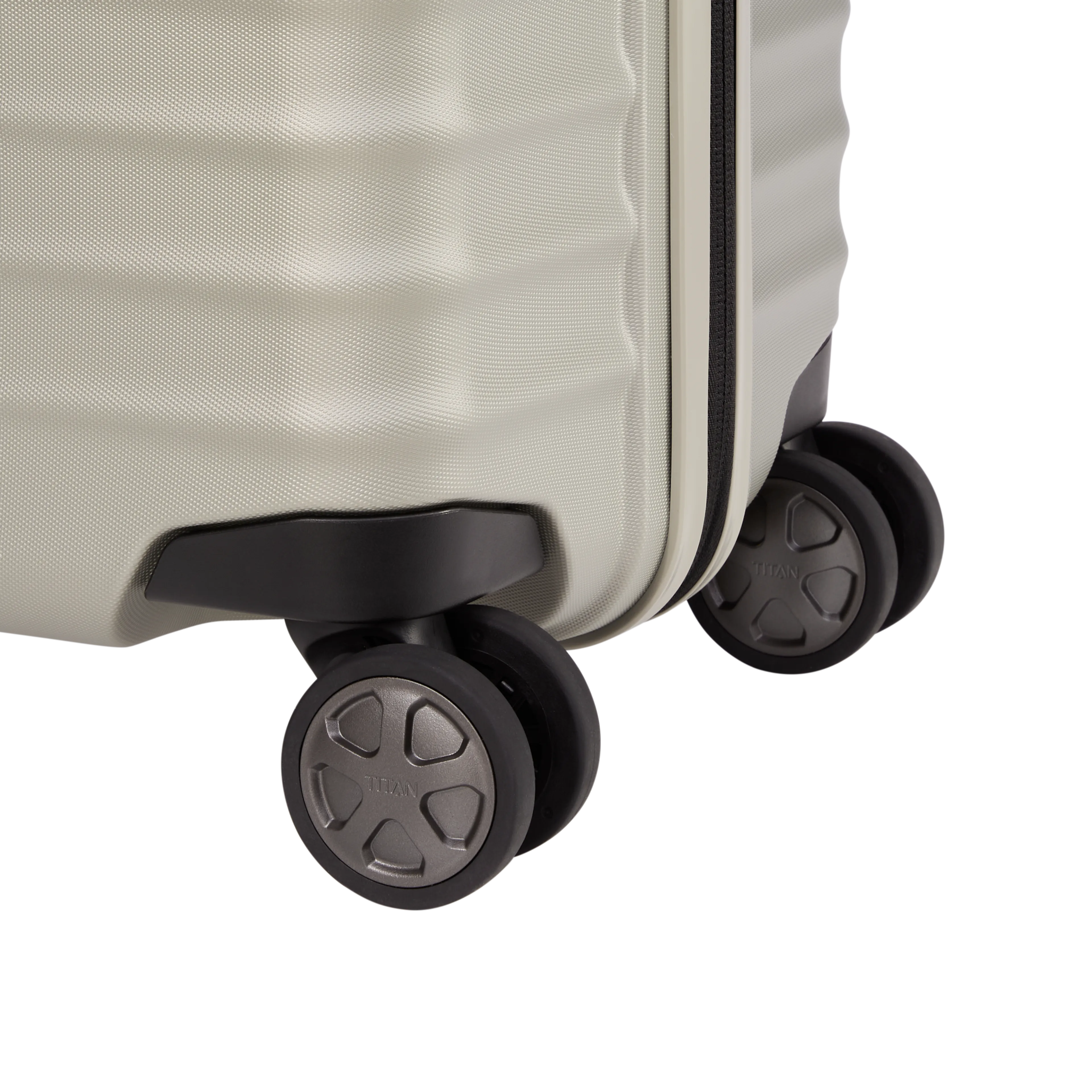 TITAN LITRON Koffer champagner Ein TITAN Koffer der Serie LITRON Nahaufnahme Räder in champagner