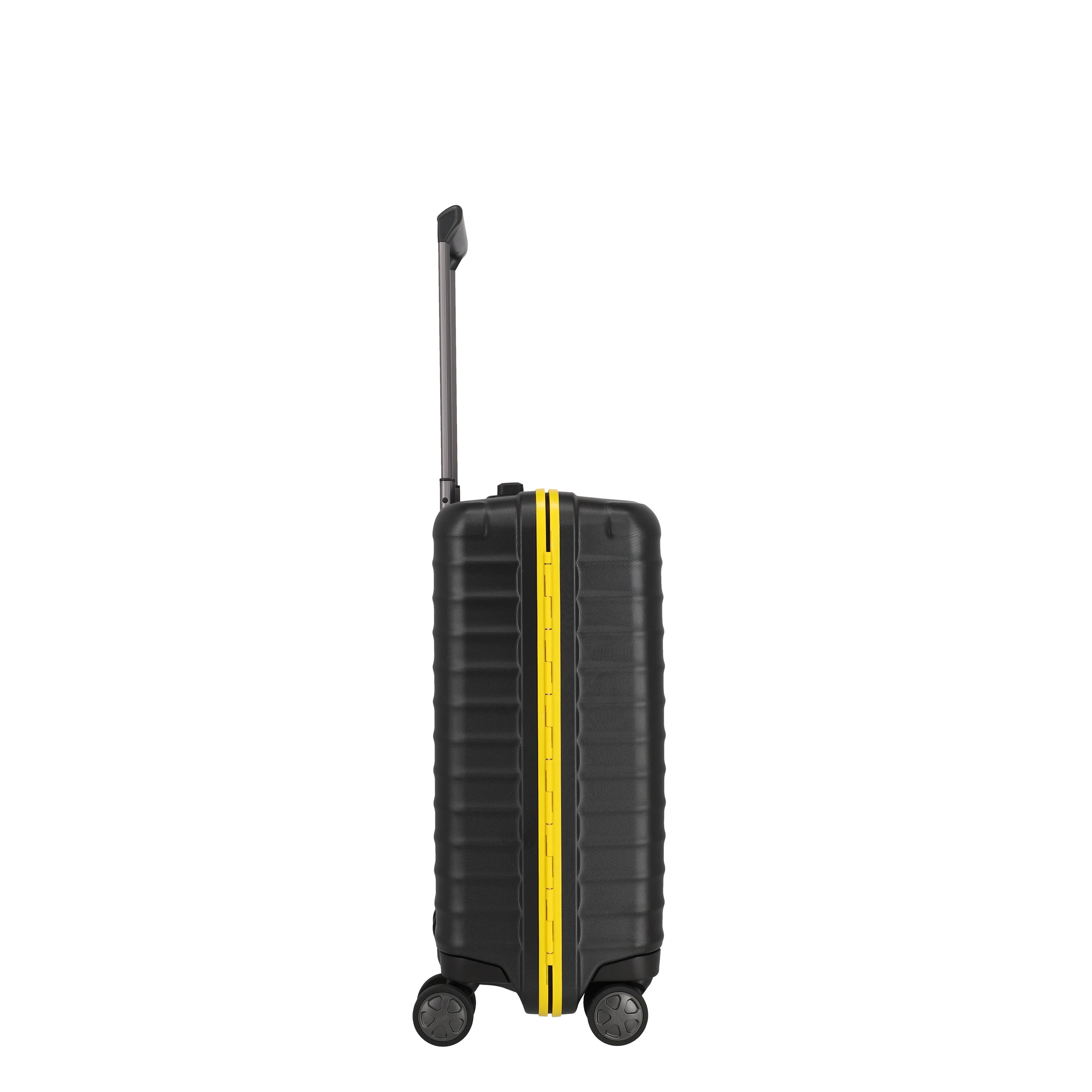 Ein TITAN Koffer der Serie LITRON Frame BVB Edition Seitenansicht in schwarz/gelb Größe S 55cm
