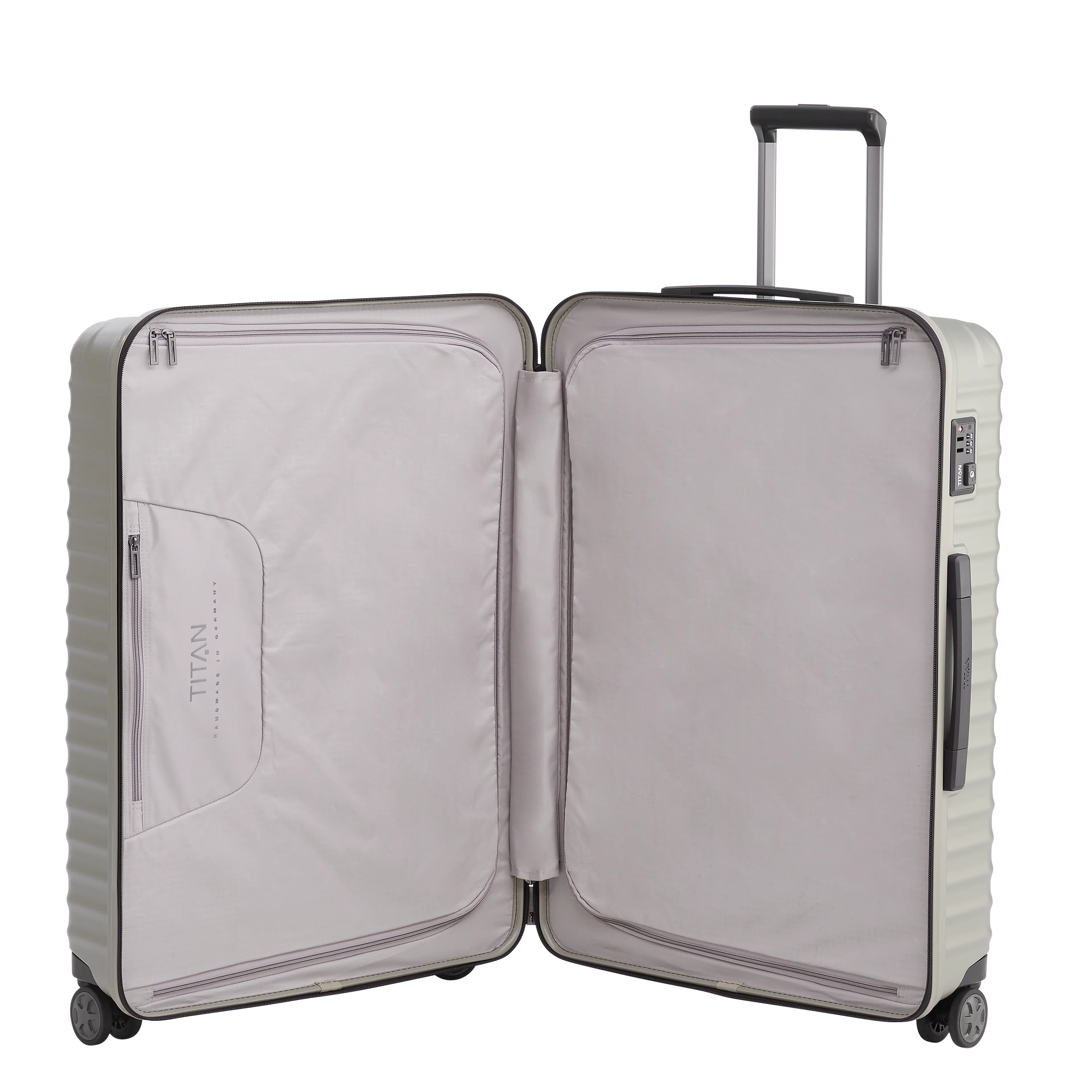 TITAN LITRON Koffer Größe L champagner Ein TITAN Koffer der Serie LITRON geöffnet in champagner