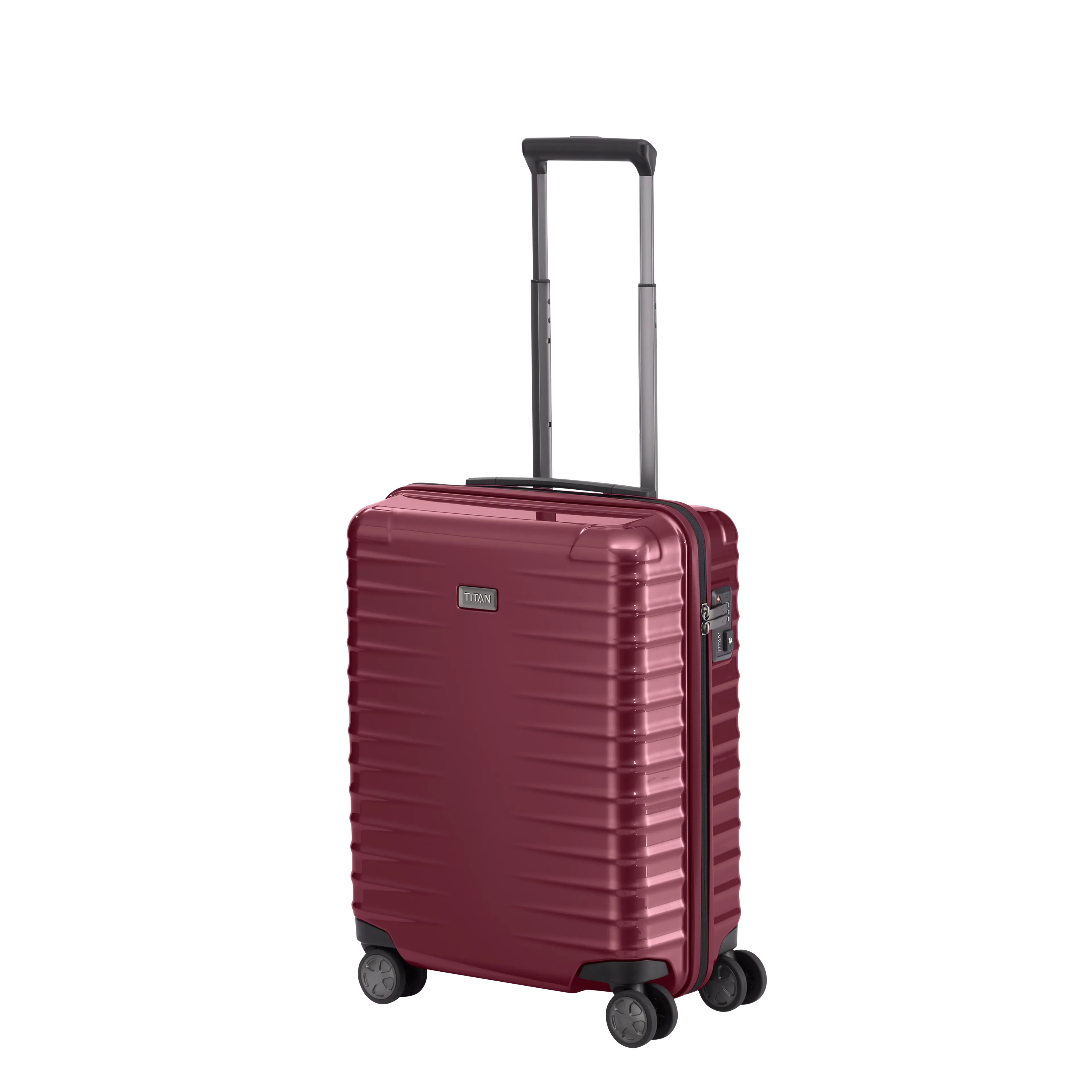 TITAN LITRON Koffer S 55cm kirschrot Ein TITAN Koffer der Serie LITRON Schrägansicht in rot Größe S 55cm