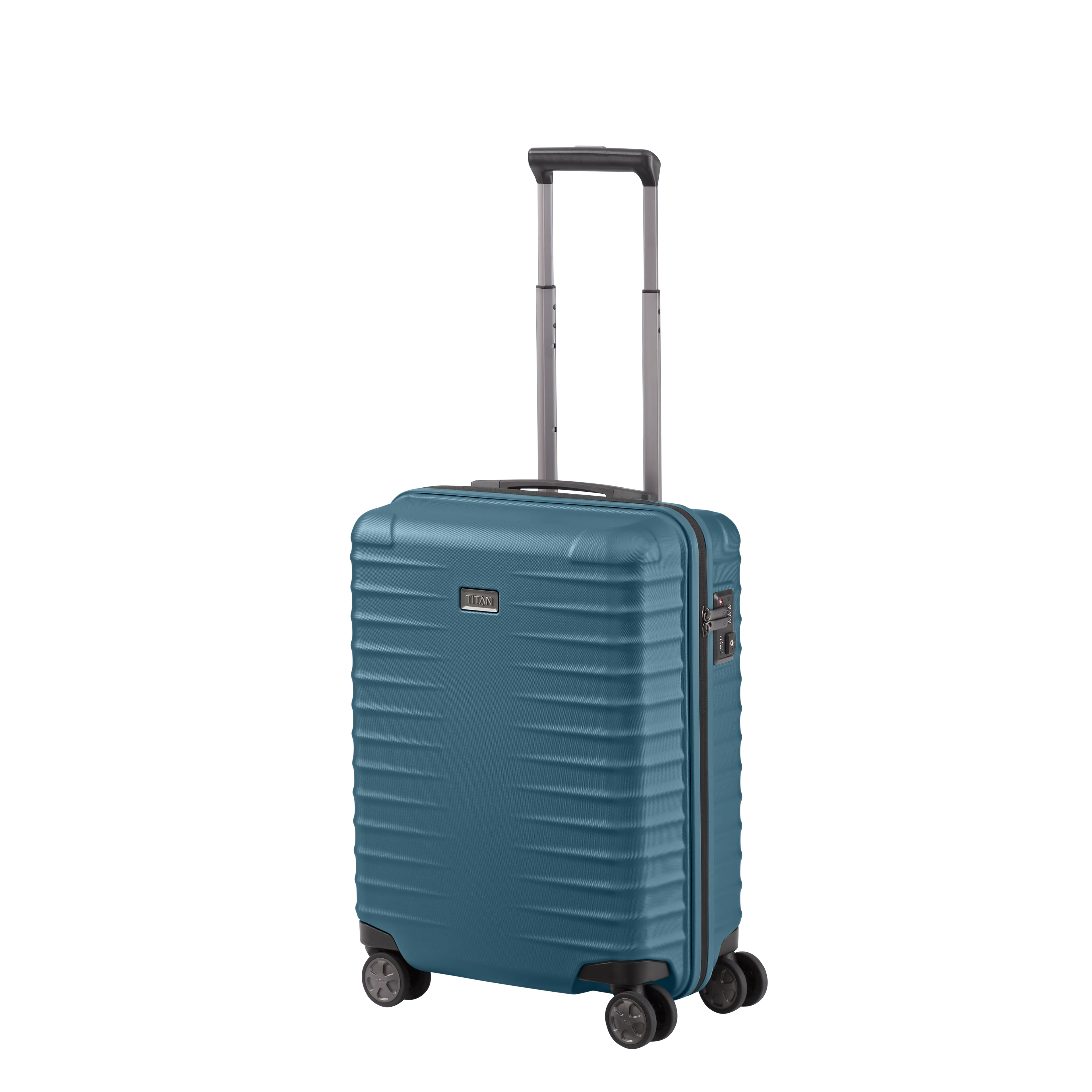 TITAN LITRON Koffer S 55cm petrol Ein TITAN Koffer der Serie LITRON Schrägansicht in petrol Größe S 55cm