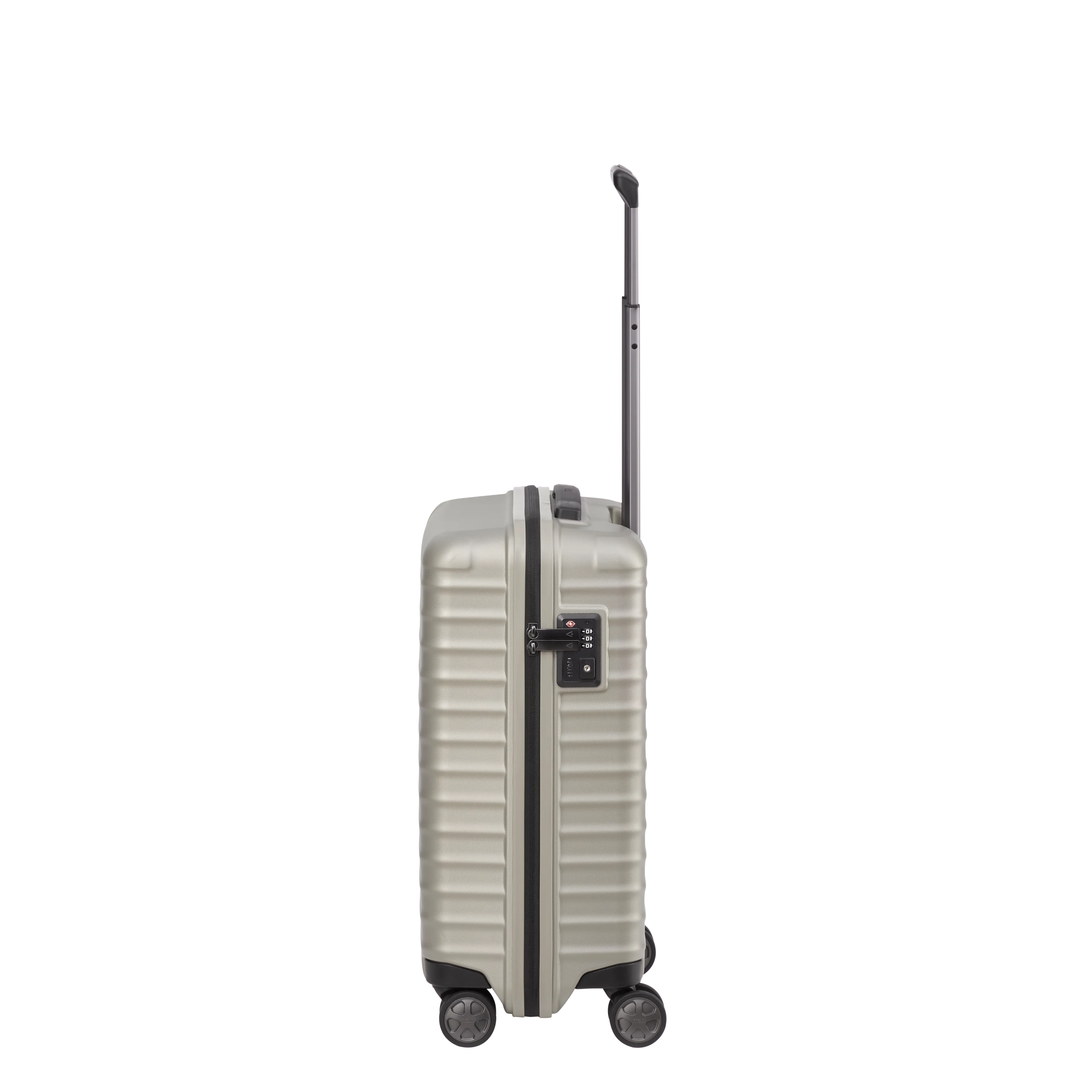 Ein TITAN Koffer der Serie LITRON Seitenansicht in champagnerGröße S 55cm