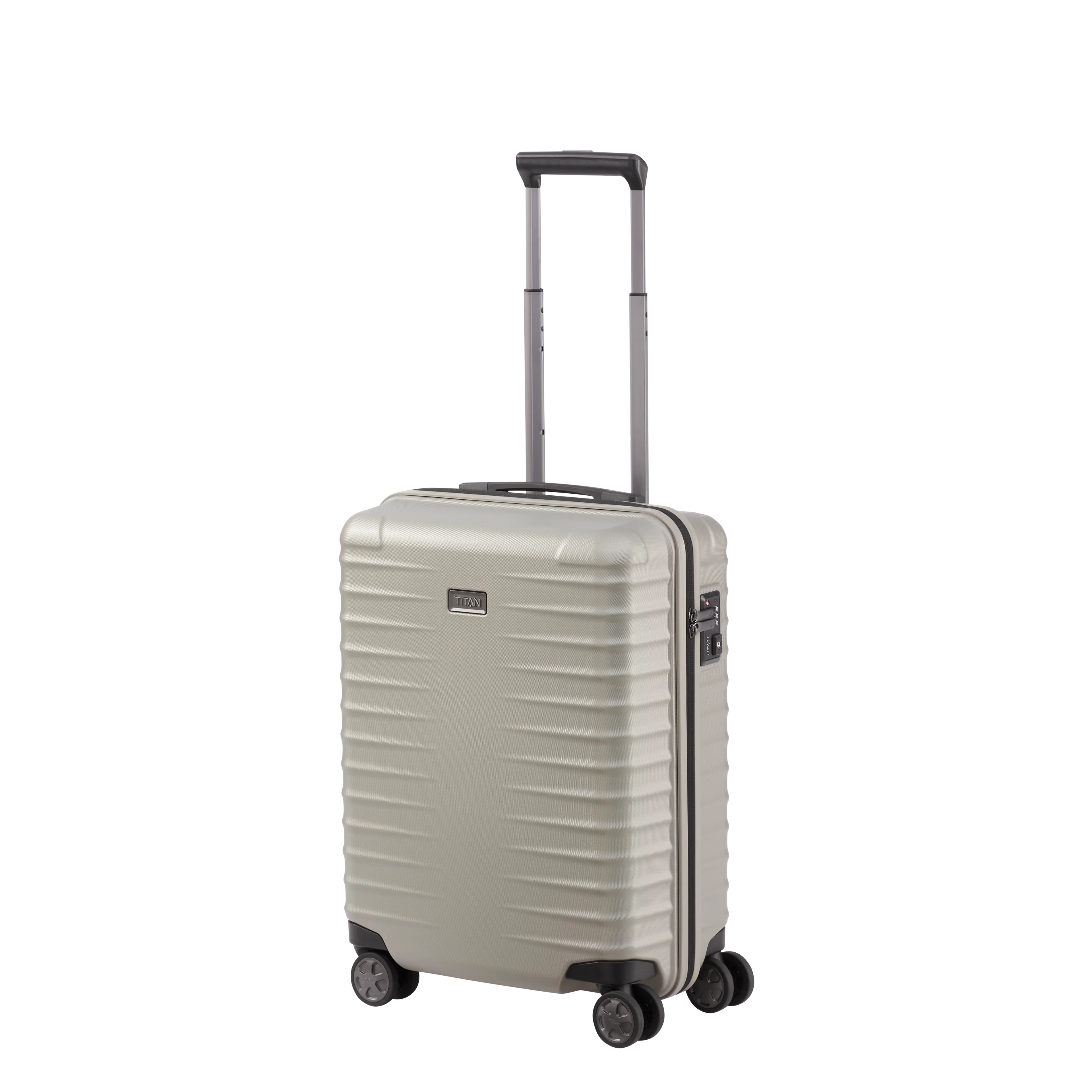 TITAN LITRON Koffer S 55cm champagner Ein TITAN Koffer der Serie LITRON Schrägansicht in champagner Größe S 55cm