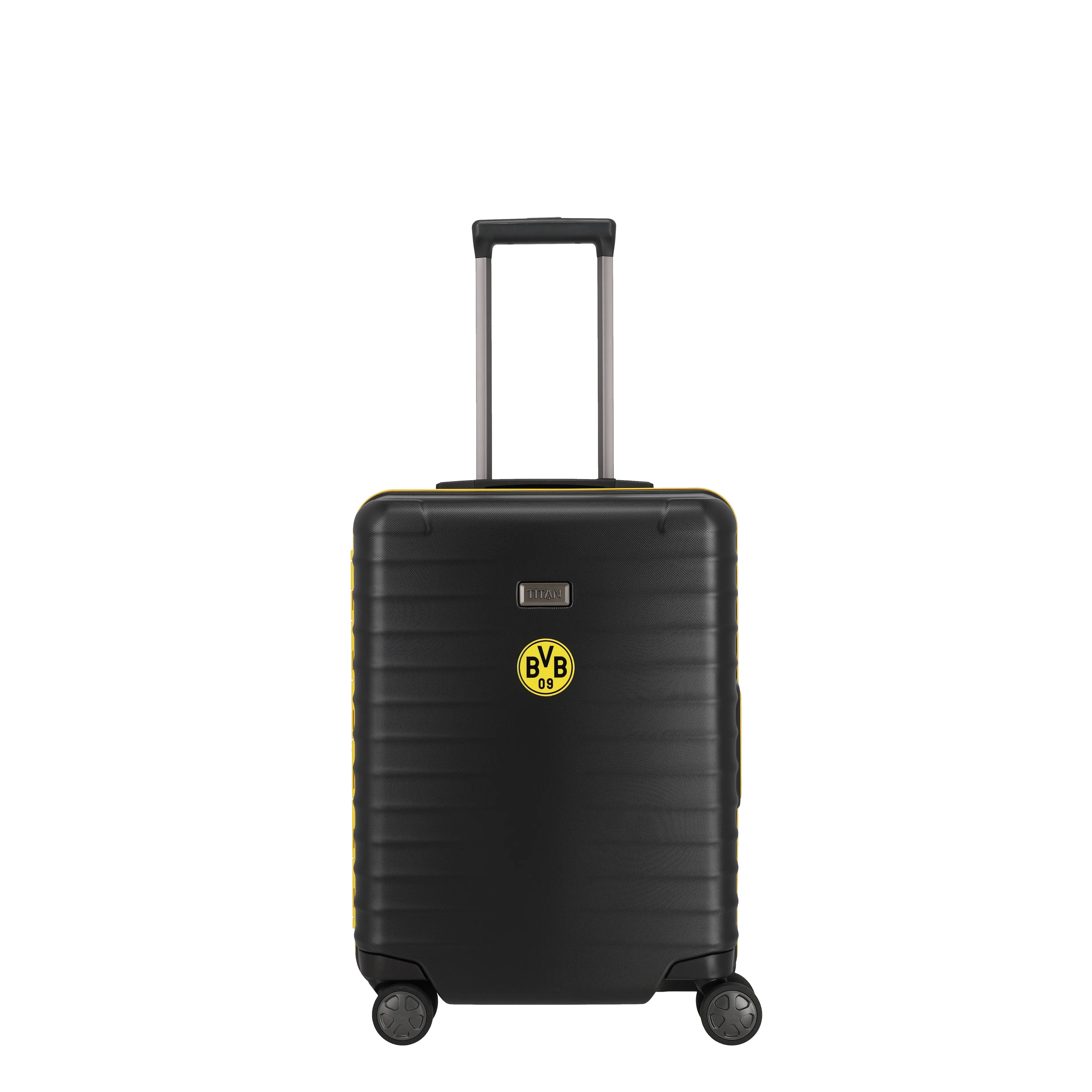 Ein TITAN Koffer der Serie LITRON BVB Edition Frontansicht in schwarz/gelb Größe S 55cm